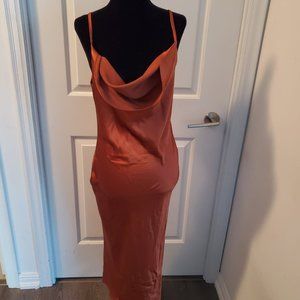 Burnt Orange Cowl Neck Slip Dress (US S)